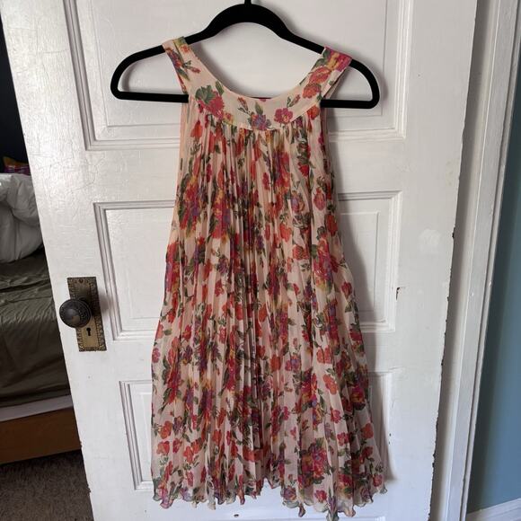 Free People Dresses & Skirts - Free People Dress Womens Medium Floral Pleated Mini Chiffon Boho Cottagecore